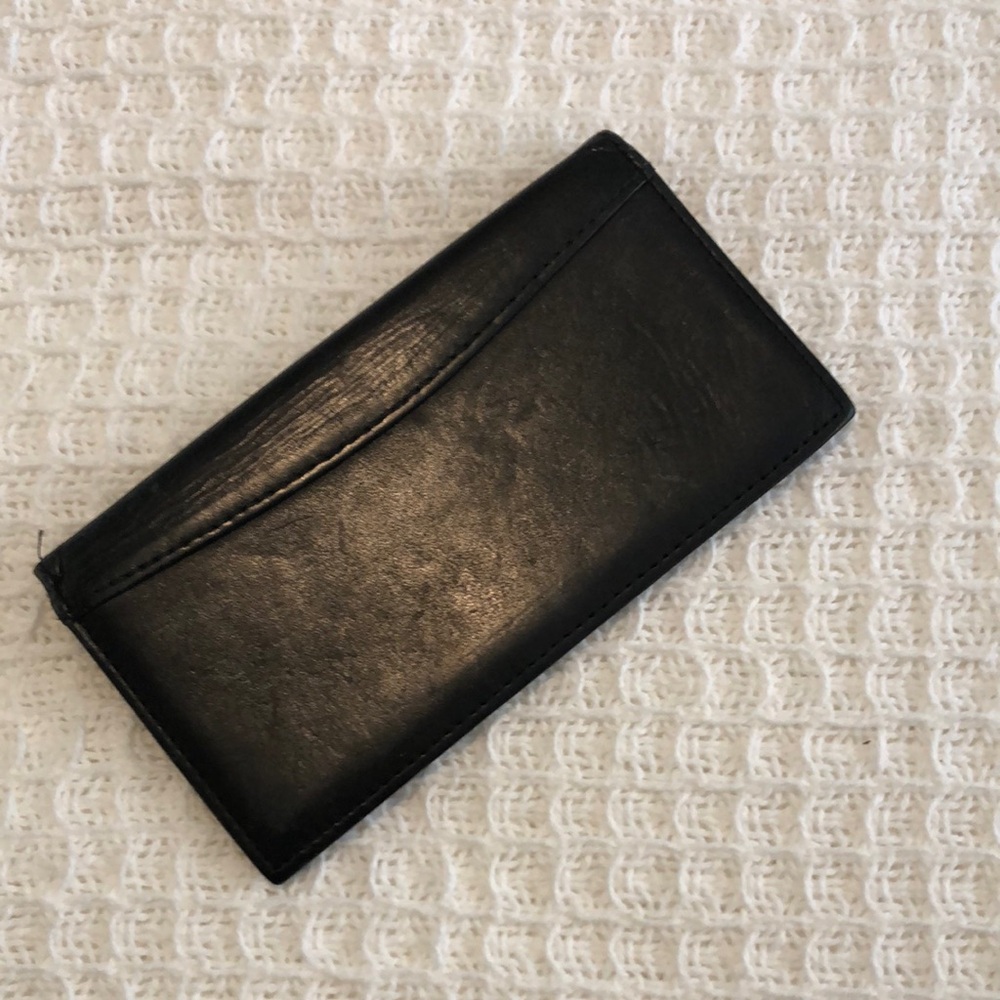 Black Leather Checkbook holder or Jacket Pocket Wallet